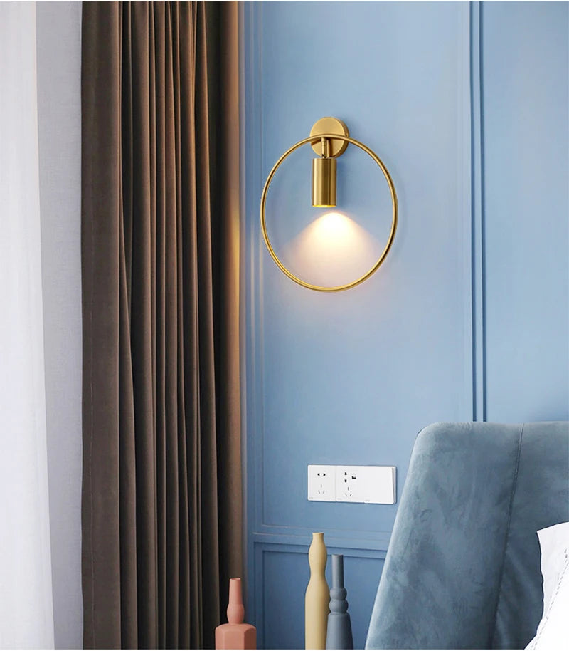 Decorative Modern Wall Lamp with Glass Shade Bedside Bedroom Loft Design Up Down Iron Led Wall Lights Gold for Home Mirror E27