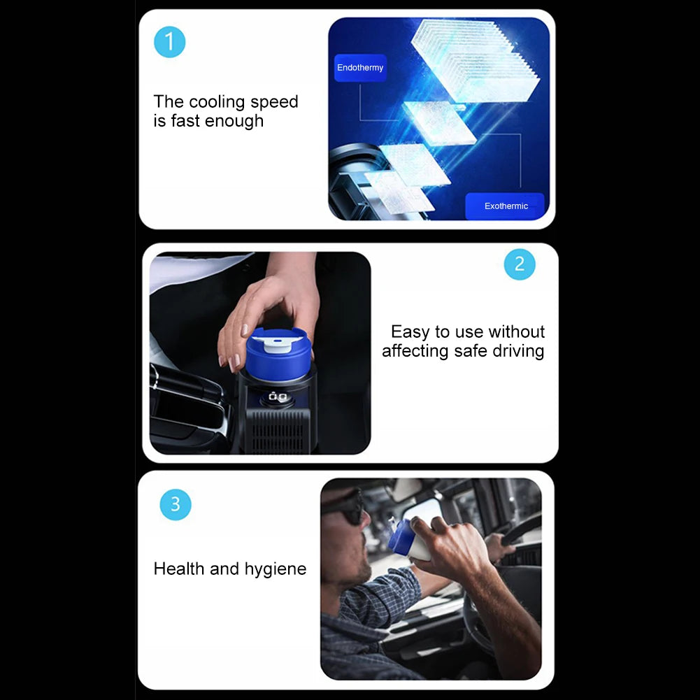 Smart 2 In 1 12V Car Cup Cooler Warmer with Temperature Display Mini Auto Refrigerator Drinks Cooling Heating Mug for Outdoor Tr