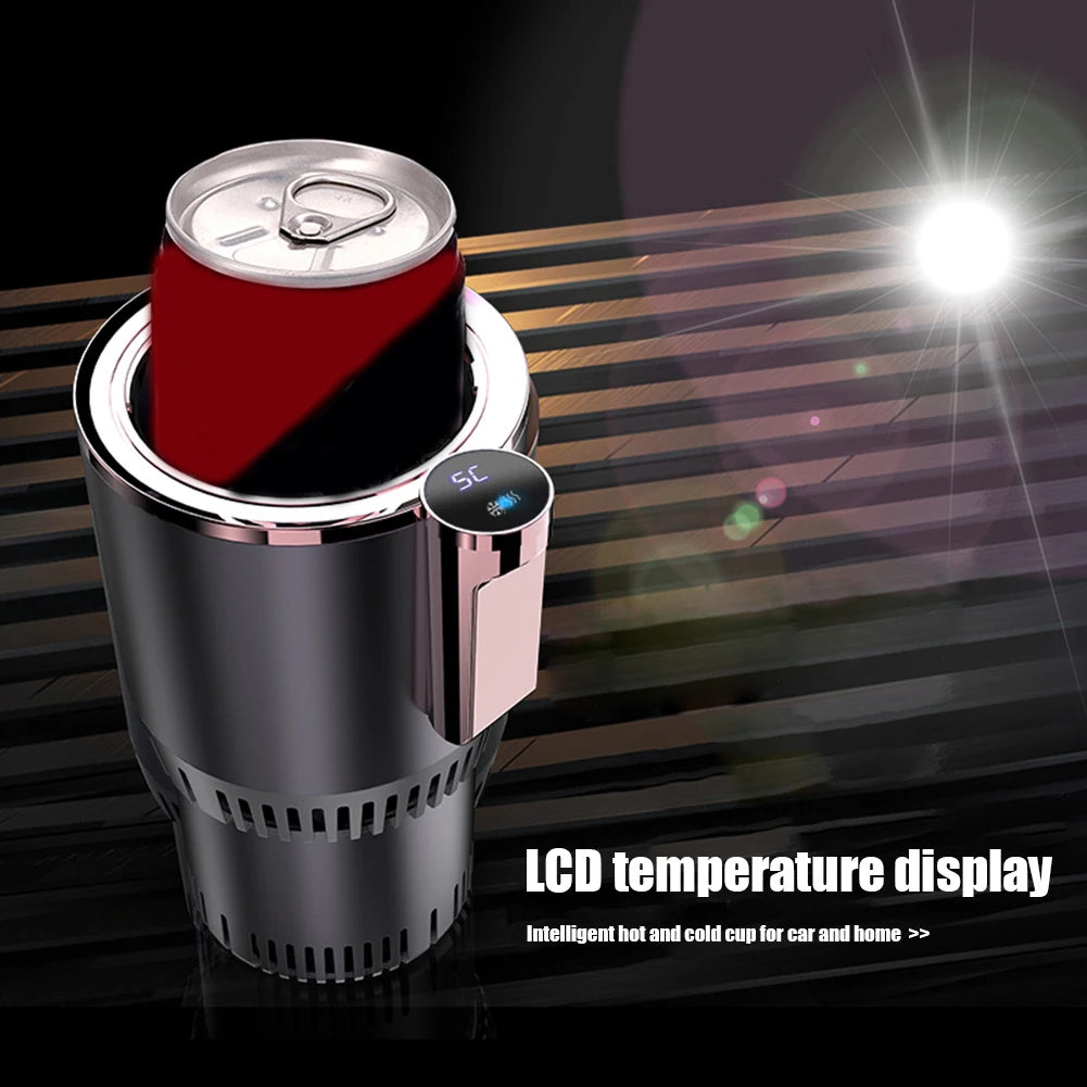12V Car Office Cup Warmer Cooler with Temperature Display 2 In 1 Smart Beverage Mug Holder Car Smart Hot Cold Cup Drinks Holder