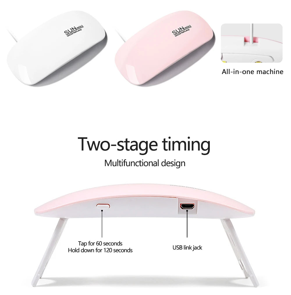 Foldable Nail Lamp 6w Uv Led Lamp For Nails Machine 6 Uv Leds Gel Nail Polish Dryer Lamp Manicure Tool Professional Equipme