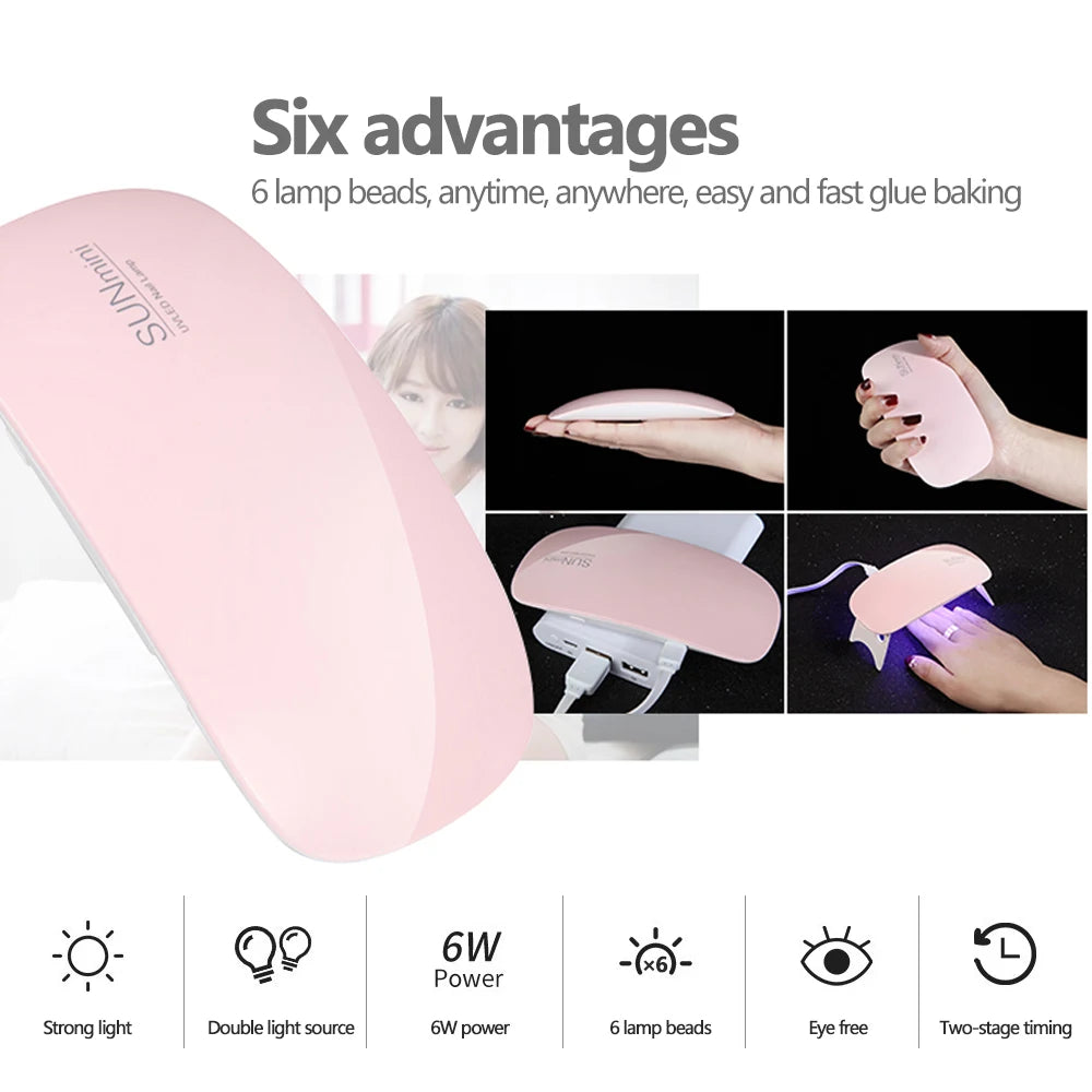 Foldable Nail Lamp 6w Uv Led Lamp For Nails Machine 6 Uv Leds Gel Nail Polish Dryer Lamp Manicure Tool Professional Equipme