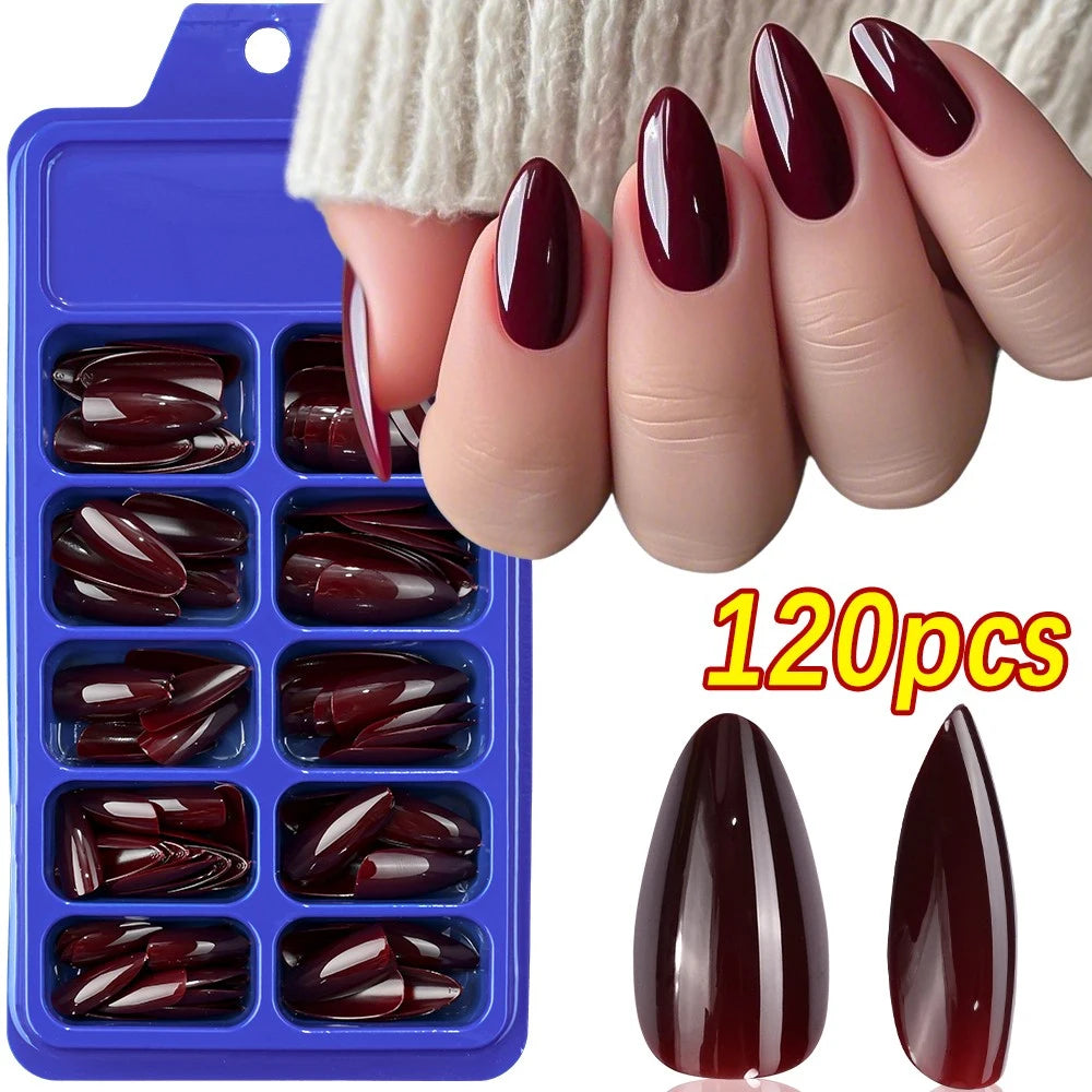 576pcs/Box Colorful Fake Nails Black Red Design Fake Nail Oval Short Square Press On False Nails Mixed Full Cover Nail Tips