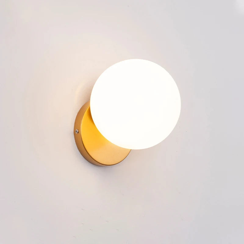 Decorative Modern Wall Lamp with Glass Shade Bedside Bedroom Loft Design Up Down Iron Led Wall Lights Gold for Home Mirror E27