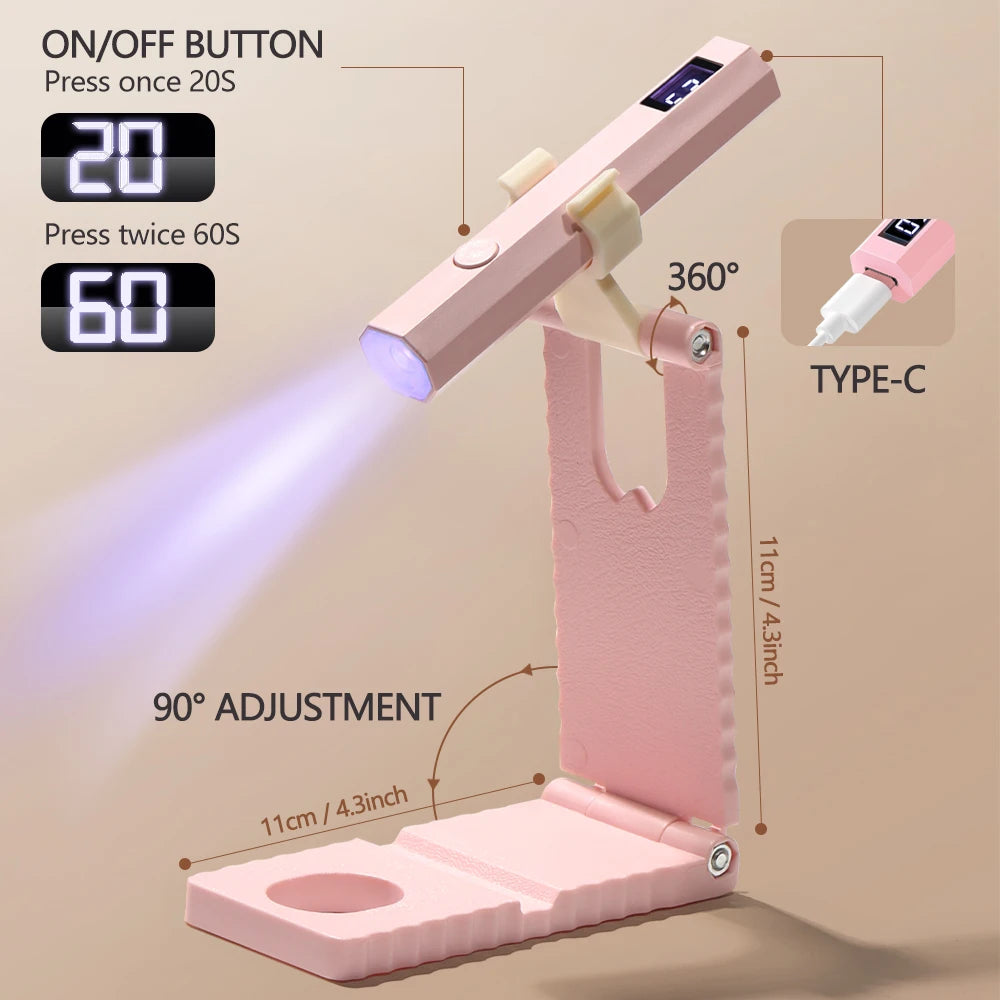 YIKOOLIN Convenient Handheld Nail Dryer Lamp UV/LED Nail Curing All Gel Polish Nail Art Tool USB Rechargeabl Quick Dry Nail Lamp