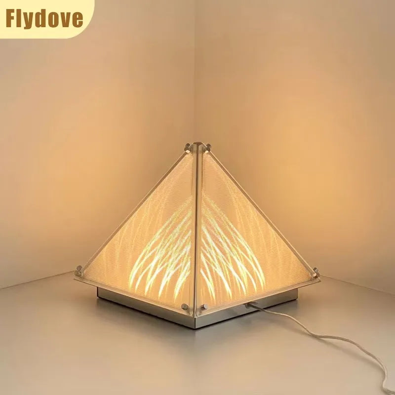 Bedroom Bedside Decorative Art Lamp Pyramid Living Room Floor Lamp Designer Light and Shadow Study Atmosphere Glass Desk Lamp