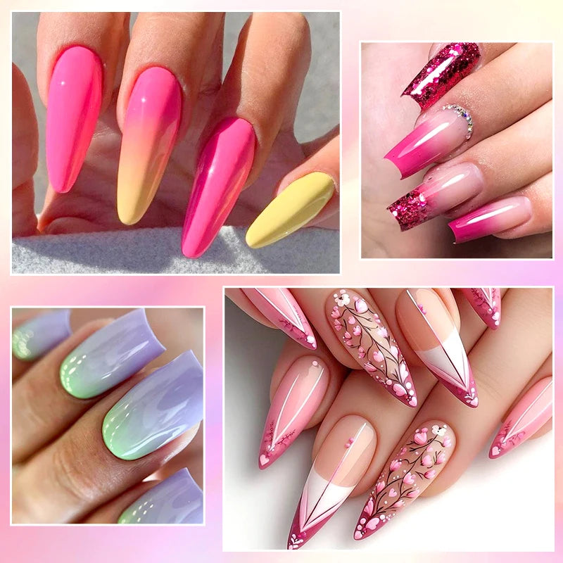 6pc All-season Gel Nail Polish Set Nude Pink Red Glitter Semi Permanent UV Gel Polish Kits All For Manicure Soak Off Vernis