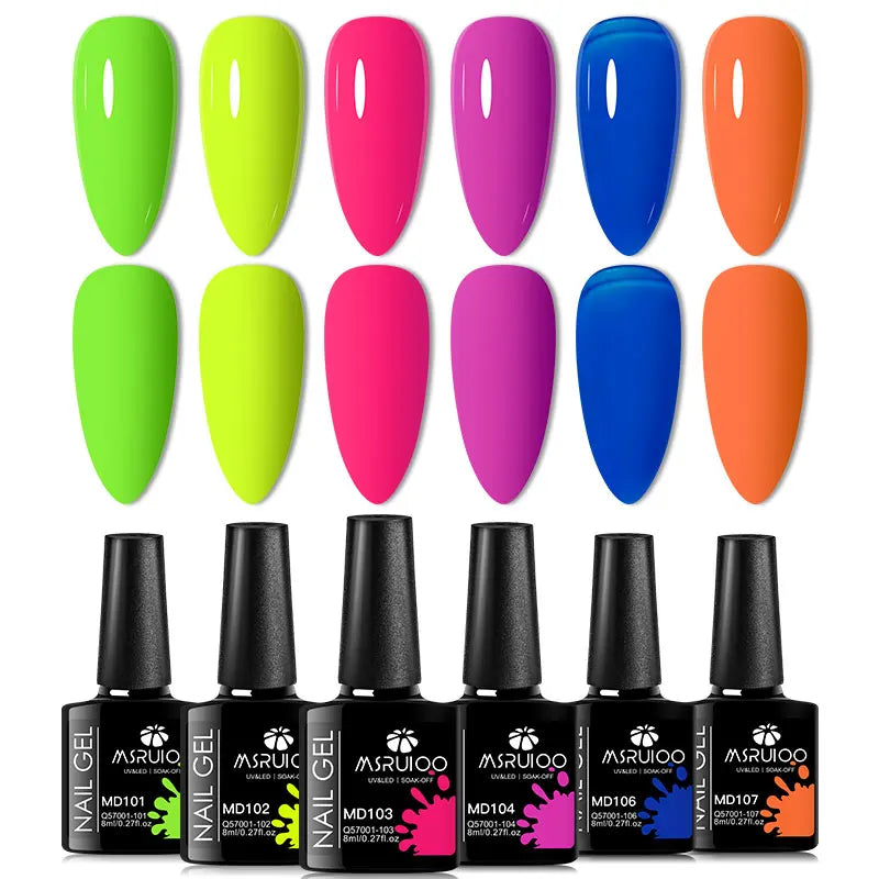 6pc All-season Gel Nail Polish Set Nude Pink Red Glitter Semi Permanent UV Gel Polish Kits All For Manicure Soak Off Vernis