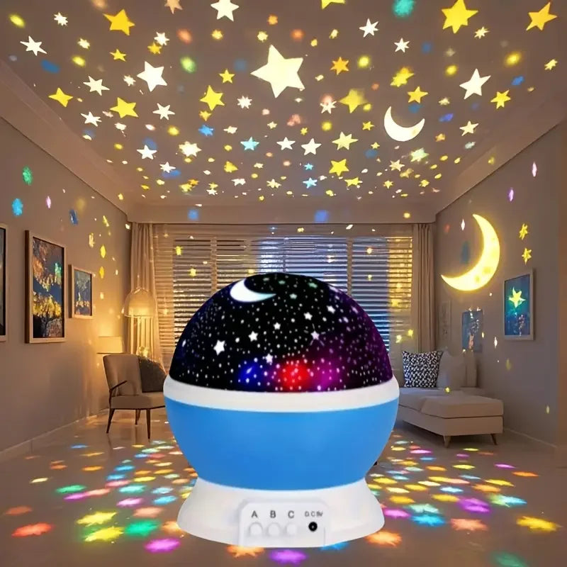 USB powered starry night light projector with moon and stars -360 ° rotatable, 9 color modes