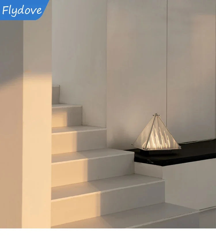 Bedroom Bedside Decorative Art Lamp Pyramid Living Room Floor Lamp Designer Light and Shadow Study Atmosphere Glass Desk Lamp