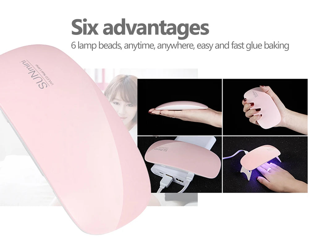 Foldable Nail Lamp 6w Uv Led Lamp For Nails Machine 6 Uv Leds Gel Nail Polish Dryer Lamp Manicure Tool Professional Equipme