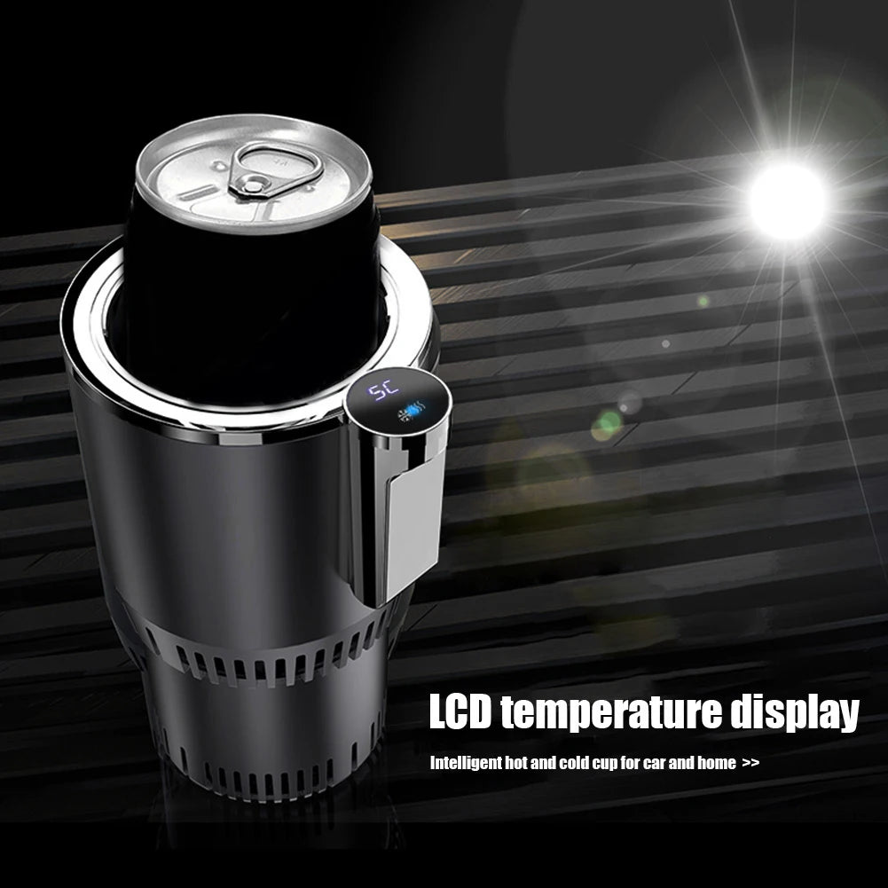 Smart 2 In 1 12V Car Cup Cooler Warmer with Temperature Display Mini Auto Refrigerator Drinks Cooling Heating Mug for Outdoor Tr