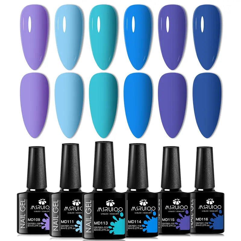 6pc All-season Gel Nail Polish Set Nude Pink Red Glitter Semi Permanent UV Gel Polish Kits All For Manicure Soak Off Vernis