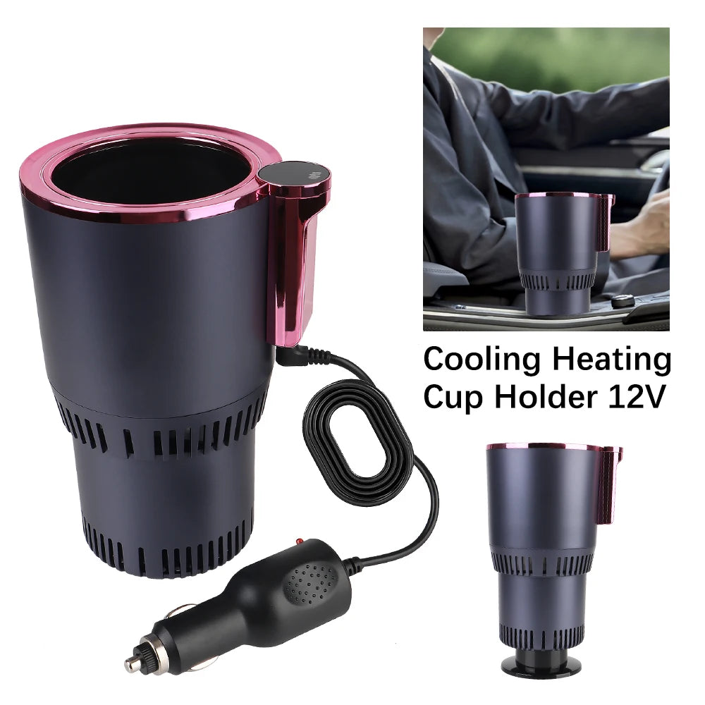 Car Cooling Heating Cup Holder Temperature Display Heat Preservation Refrigeration Kettle Water Warmer Bottle Smart Cup DC 12V