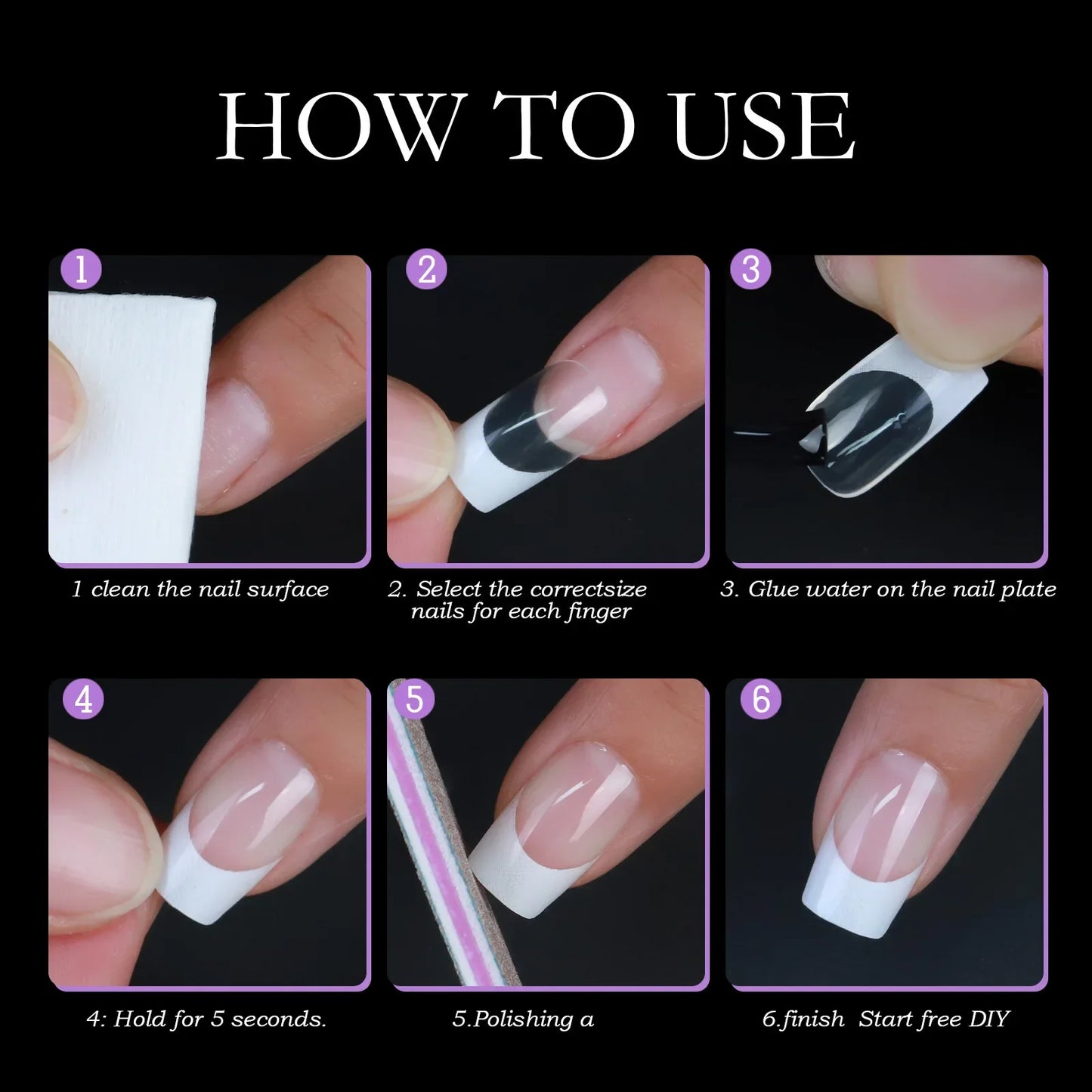 120pcs/Boxed Acrylic French False Nails Multicolor Square Almond Nail Tips Full Cover Removable Mixed Size Press On Nails