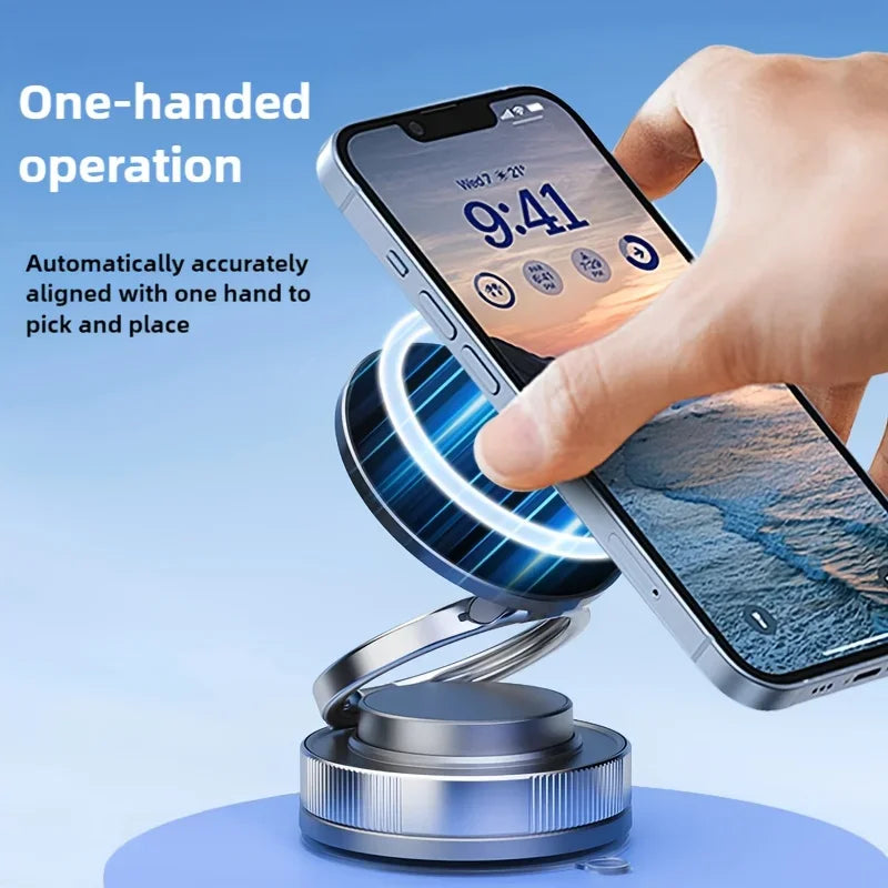 Vacuum Magnetic Vehicle Mounting Bracket 360° Rotate Car Stand Strong Magnet Strong Adsorption Holder Folding Portable Kickstand