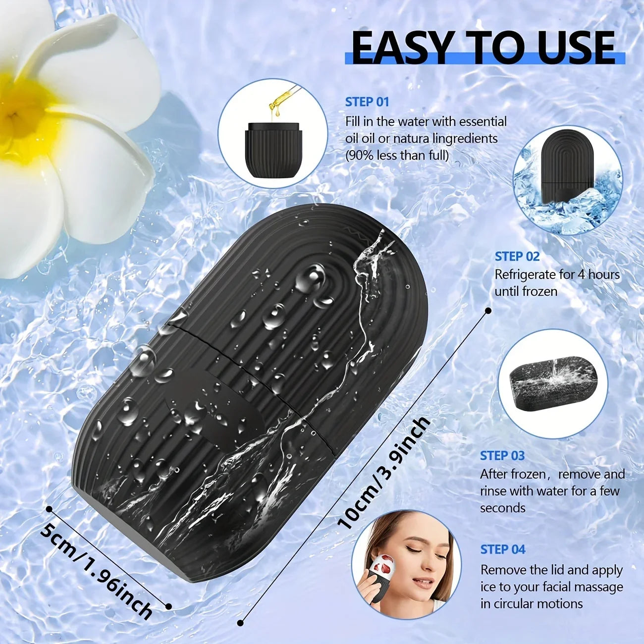 Cryo Ice Facial Roller - Cooling Silicone Massager for Puffiness & Wrinkles | Fragrance-Free, Battery-Free All Skin Types