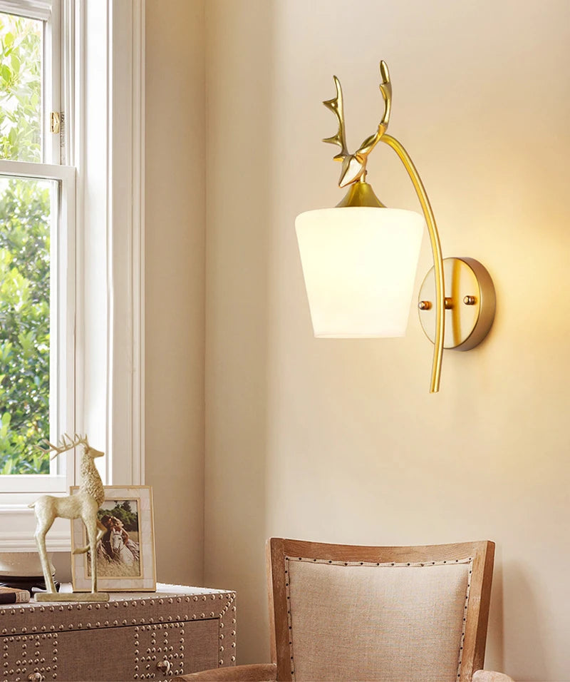 Decorative Modern Wall Lamp with Glass Shade Bedside Bedroom Loft Design Up Down Iron Led Wall Lights Gold for Home Mirror E27