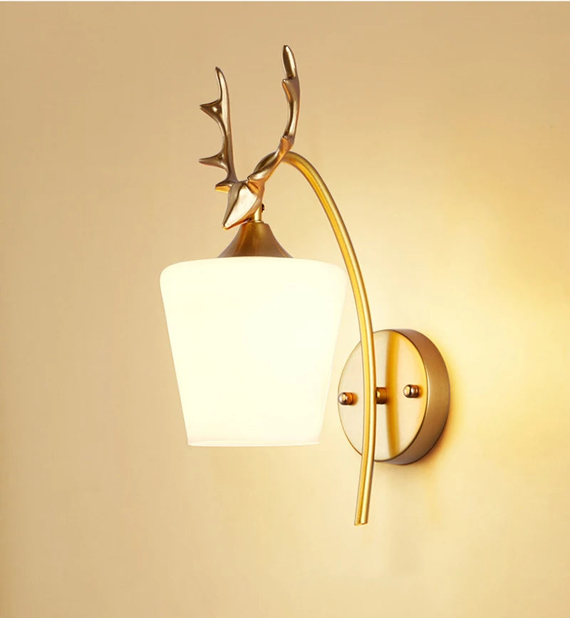 Decorative Modern Wall Lamp with Glass Shade Bedside Bedroom Loft Design Up Down Iron Led Wall Lights Gold for Home Mirror E27