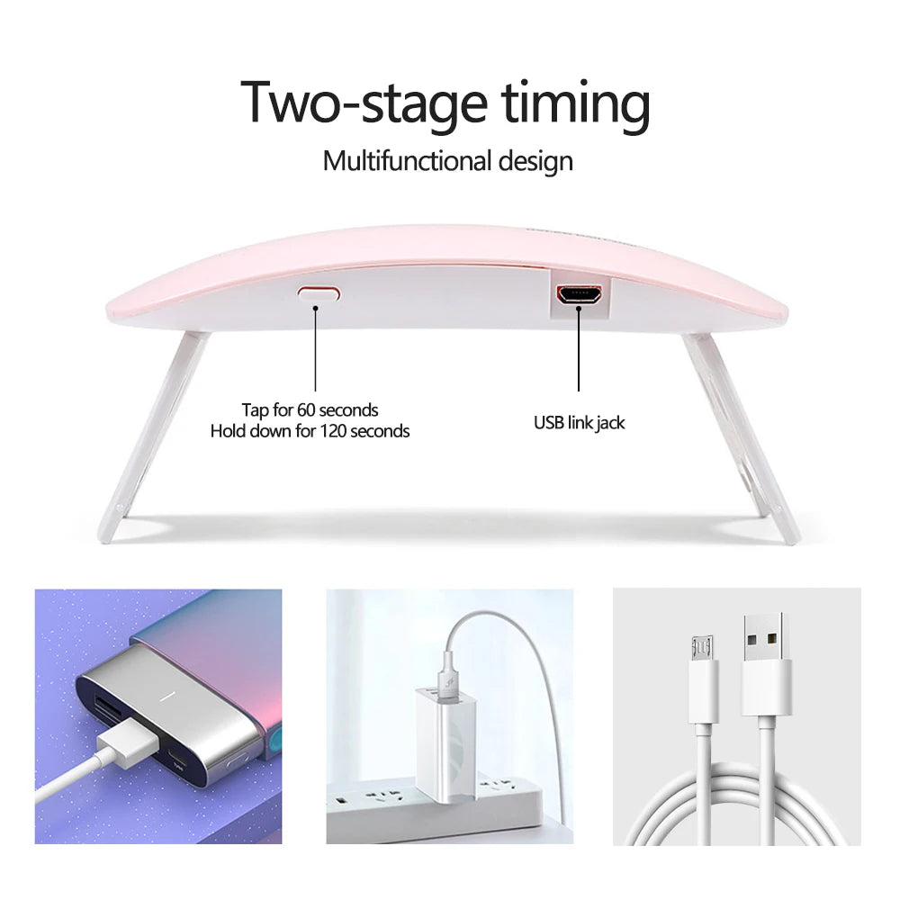 Foldable Nail Lamp 6w Uv Led Lamp For Nails Machine 6 Uv Leds Gel Nail Polish Dryer Lamp Manicure Tool Professional Equipme