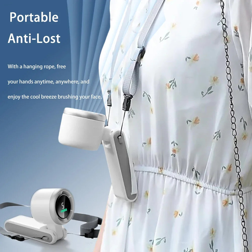 Portable Mini Handheld Fan - 5-Speed Turbo USB Rechargeable, Foldable Bladeless Pocket Fan with Large Battery for Outdoor/Travel