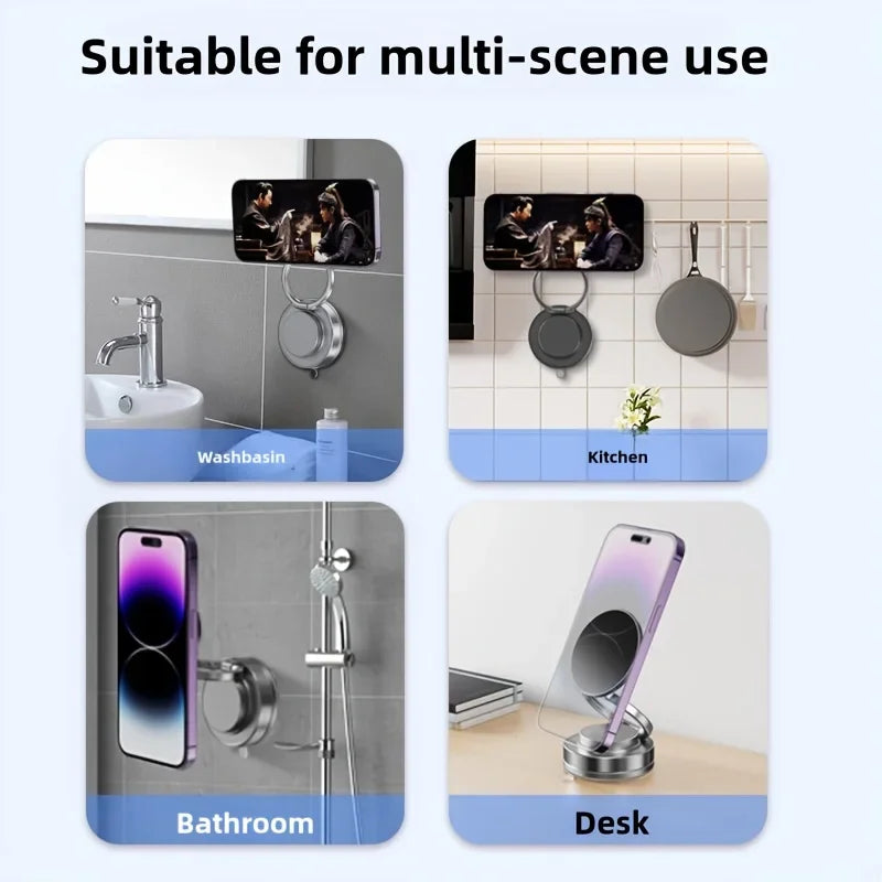 Vacuum Magnetic Vehicle Mounting Bracket 360° Rotate Car Stand Strong Magnet Strong Adsorption Holder Folding Portable Kickstand