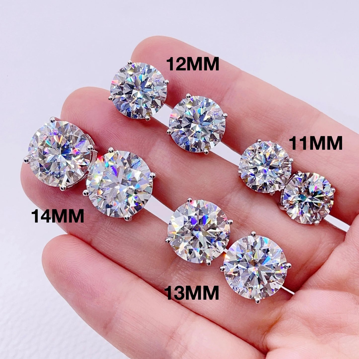 CUC 3-14MM AAAA Zircon Stud Earrings Screw/Push Back For Women Men Fashion Trend Wedding Jewelry Party Love Gift