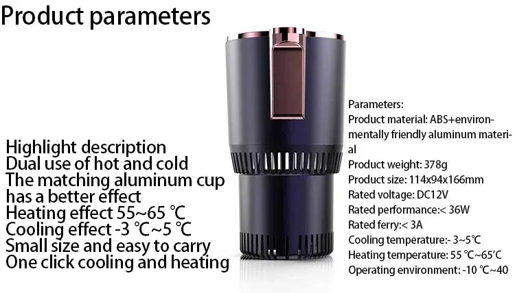 Auto Intelligent Hot and Cold Cup Holder 2-in-1 Smart Cooling Heating Cup Holder Mini Car Refrigerator Office Cool and Heat