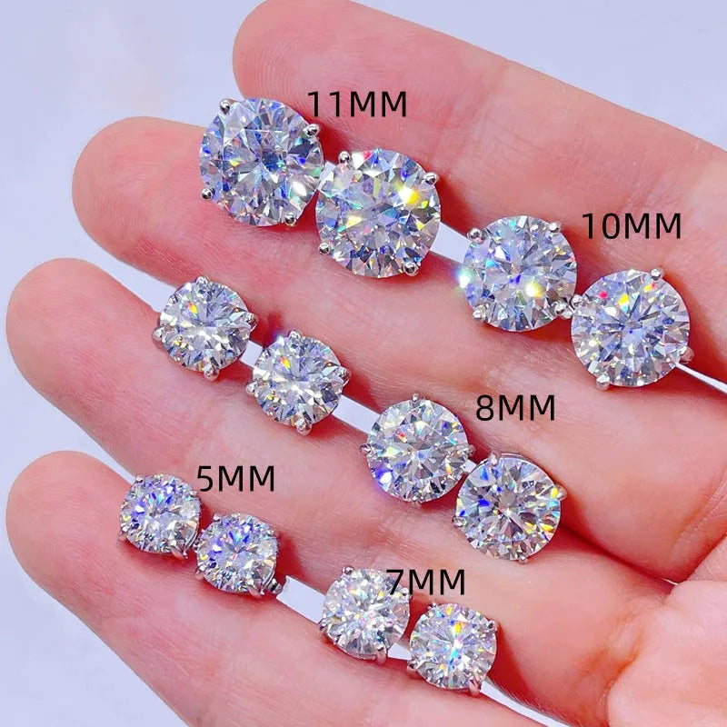 CUC 3-14MM AAAA Zircon Stud Earrings Screw/Push Back For Women Men Fashion Trend Wedding Jewelry Party Love Gift