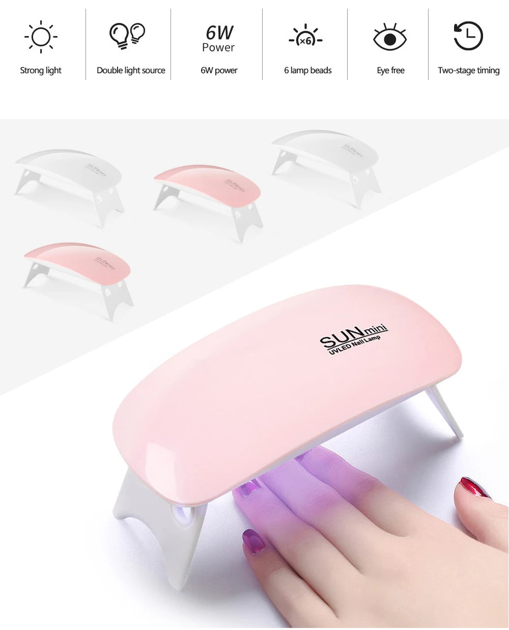 Foldable Nail Lamp 6w Uv Led Lamp For Nails Machine 6 Uv Leds Gel Nail Polish Dryer Lamp Manicure Tool Professional Equipme