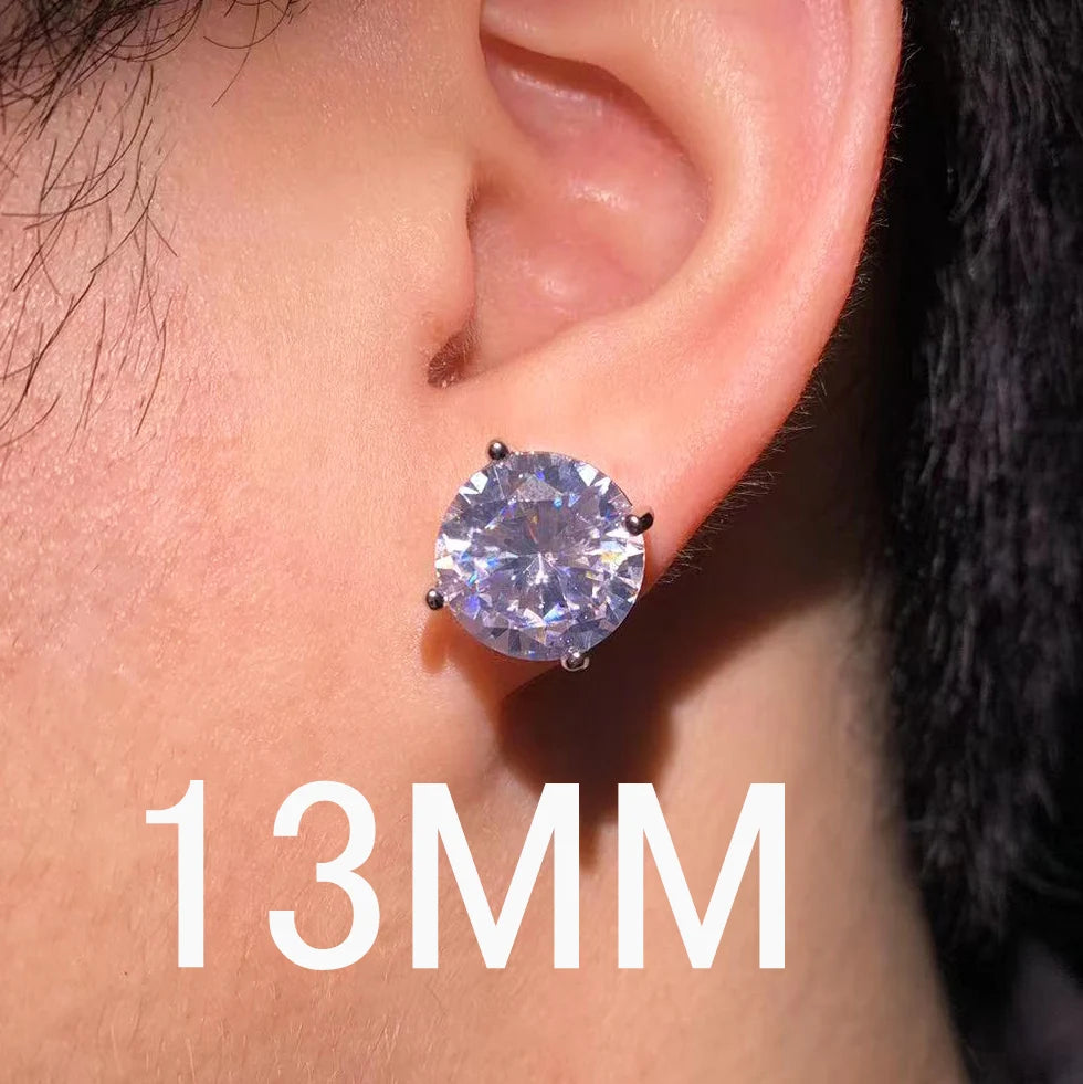 CUC 3-14MM AAAA Zircon Stud Earrings Screw/Push Back For Women Men Fashion Trend Wedding Jewelry Party Love Gift