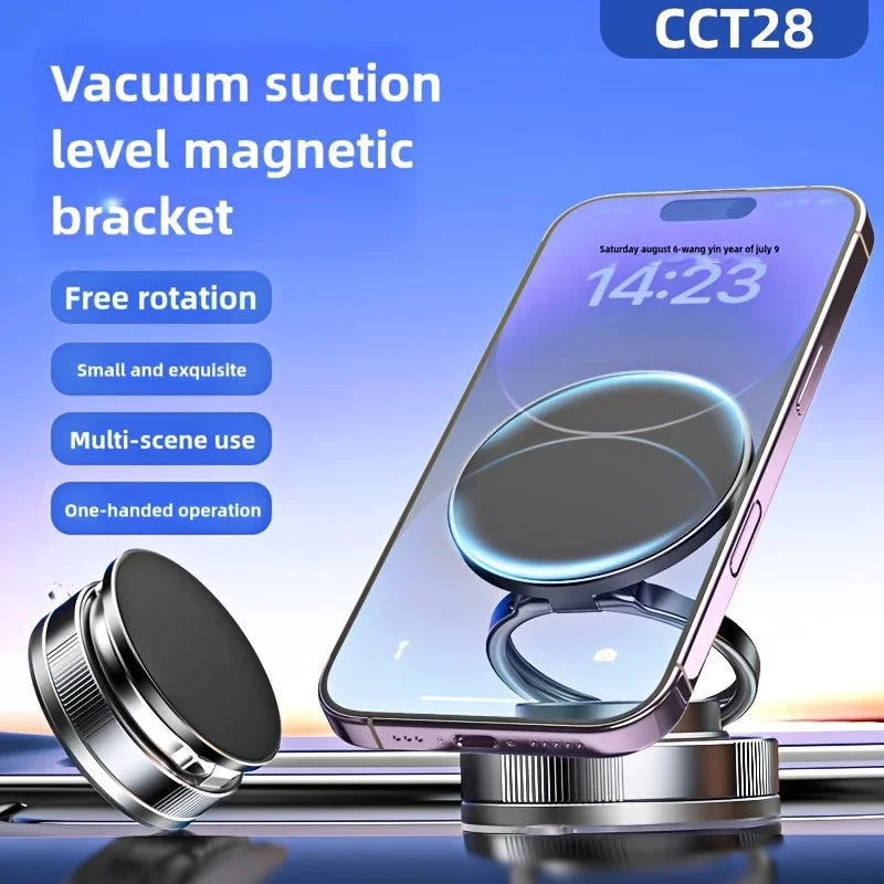 Vacuum Magnetic Vehicle Mounting Bracket 360° Rotate Car Stand Strong Magnet Strong Adsorption Holder Folding Portable Kickstand
