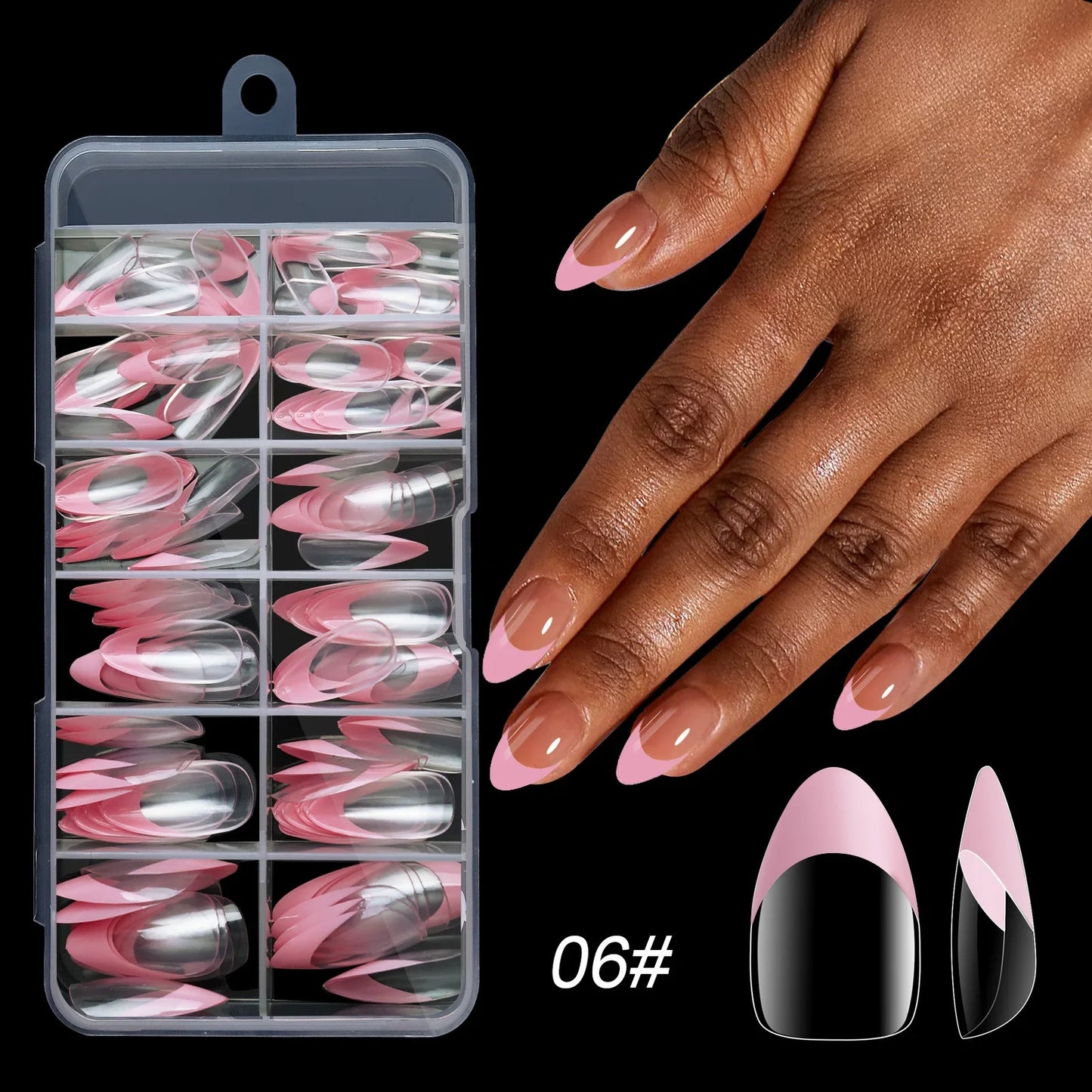 120pcs/Boxed Acrylic French False Nails Multicolor Square Almond Nail Tips Full Cover Removable Mixed Size Press On Nails