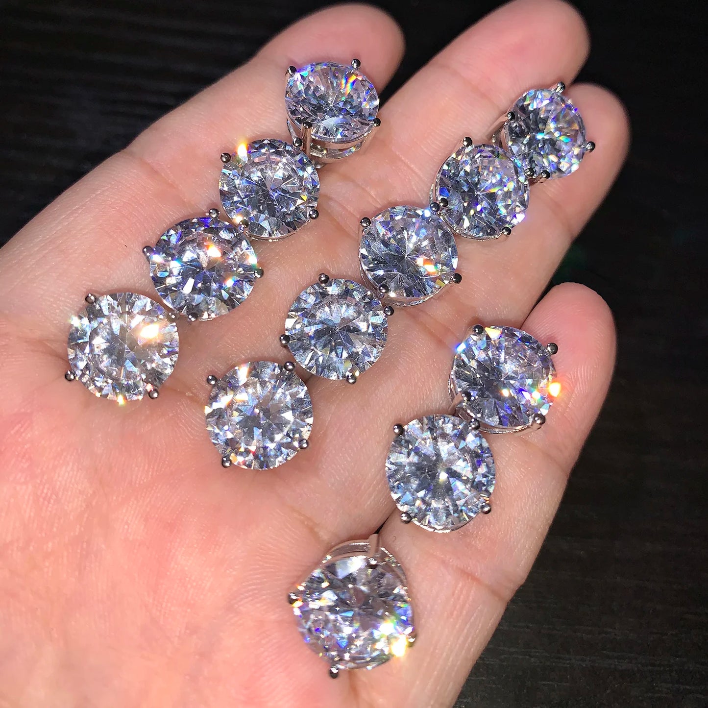 CUC 3-14MM AAAA Zircon Stud Earrings Screw/Push Back For Women Men Fashion Trend Wedding Jewelry Party Love Gift