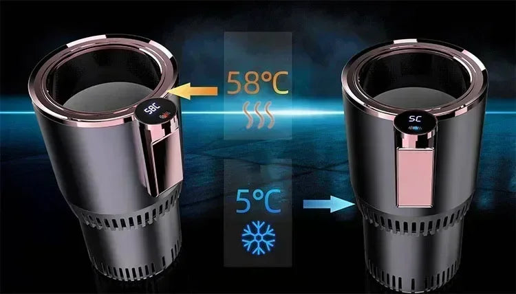 Auto Intelligent Hot and Cold Cup Holder 2-in-1 Smart Cooling Heating Cup Holder Mini Car Refrigerator Office Cool and Heat