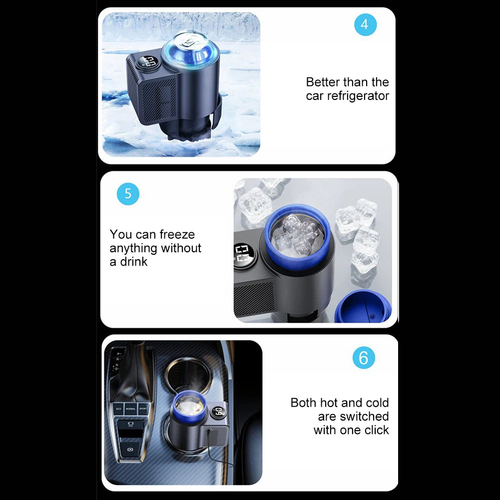 Smart 2 In 1 12V Car Cup Cooler Warmer with Temperature Display Mini Auto Refrigerator Drinks Cooling Heating Mug for Outdoor Tr