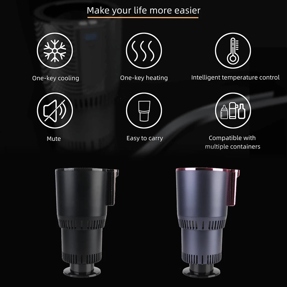 Car Cooling Heating Cup Holder Temperature Display Heat Preservation Refrigeration Kettle Water Warmer Bottle Smart Cup DC 12V