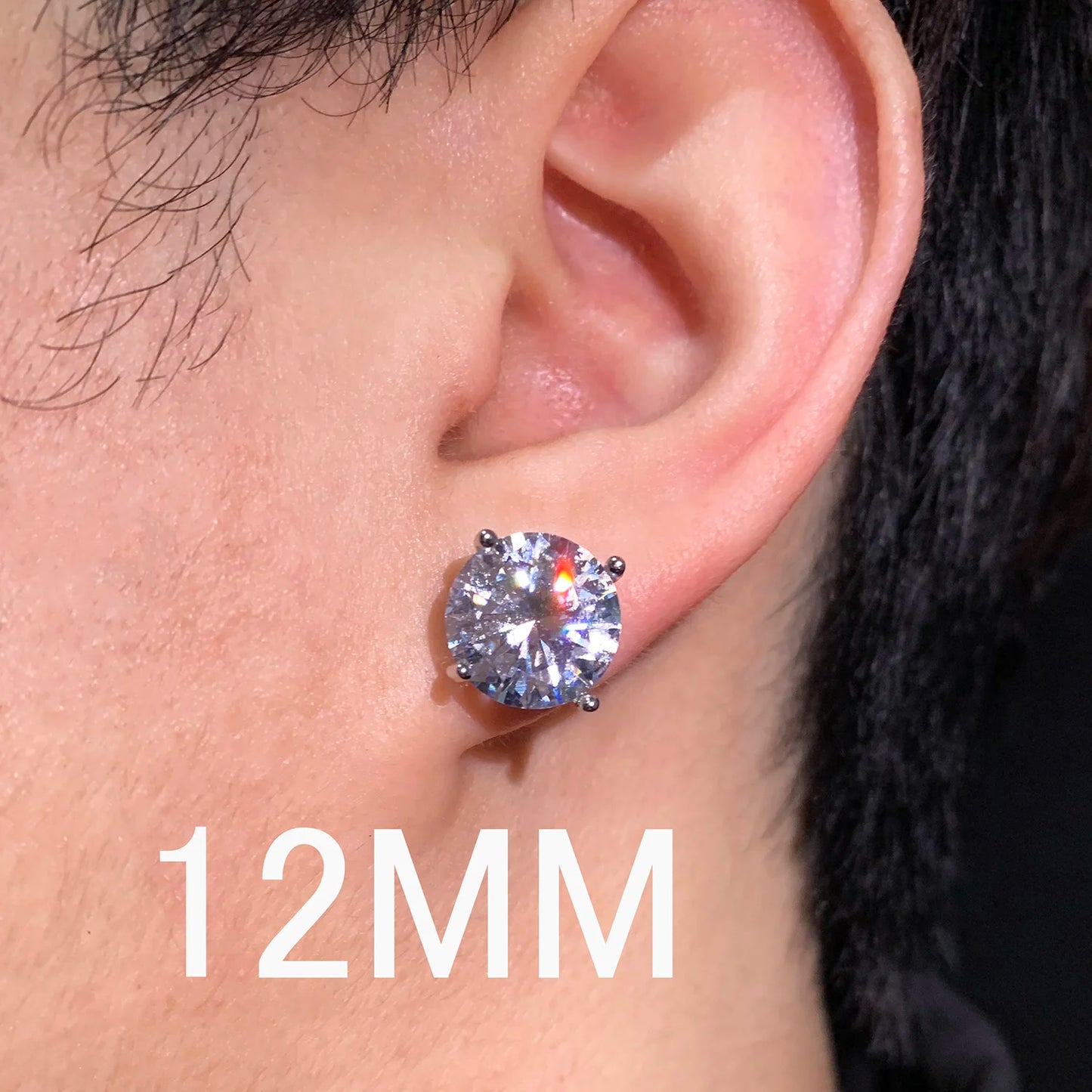 CUC 3-14MM AAAA Zircon Stud Earrings Screw/Push Back For Women Men Fashion Trend Wedding Jewelry Party Love Gift