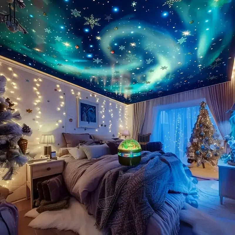 Aurora Borealis Starry Sky Projection Light, LED Projection Night Light with Remote Control, 7 Lighting Effects