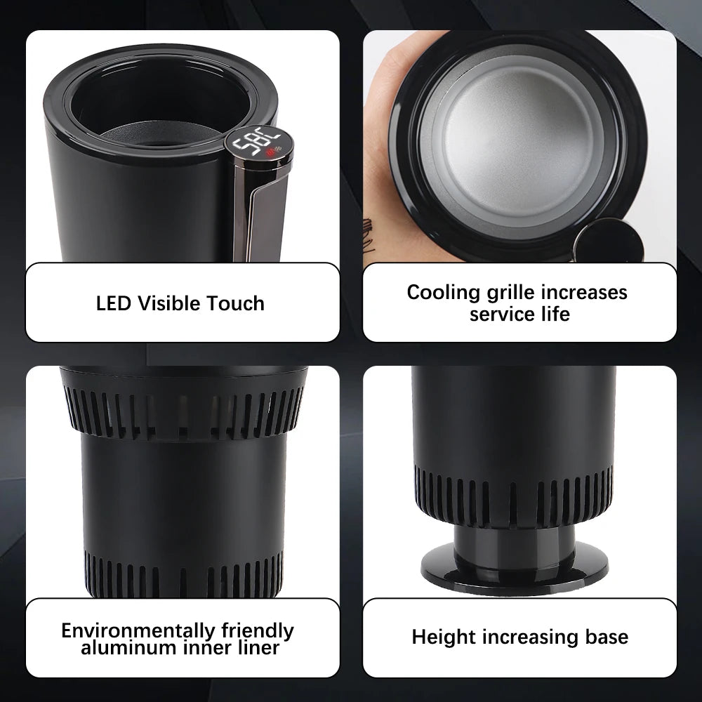 Car Cooling Heating Cup Holder Temperature Display Heat Preservation Refrigeration Kettle Water Warmer Bottle Smart Cup DC 12V