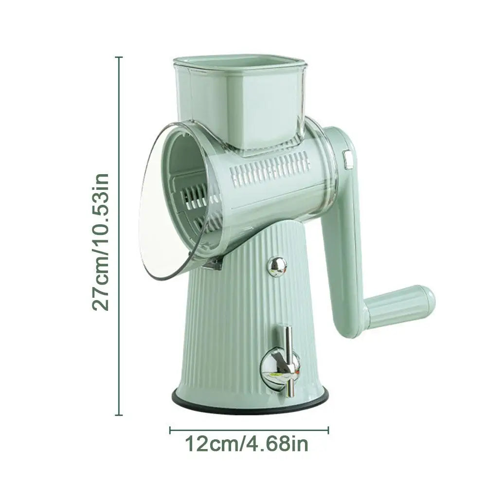 5 In 1 Rotary Cheese Grater With Handle Manual Vegetable Shredder Grinder Graters Nuts Strong Suction With Base Slicer L1R0