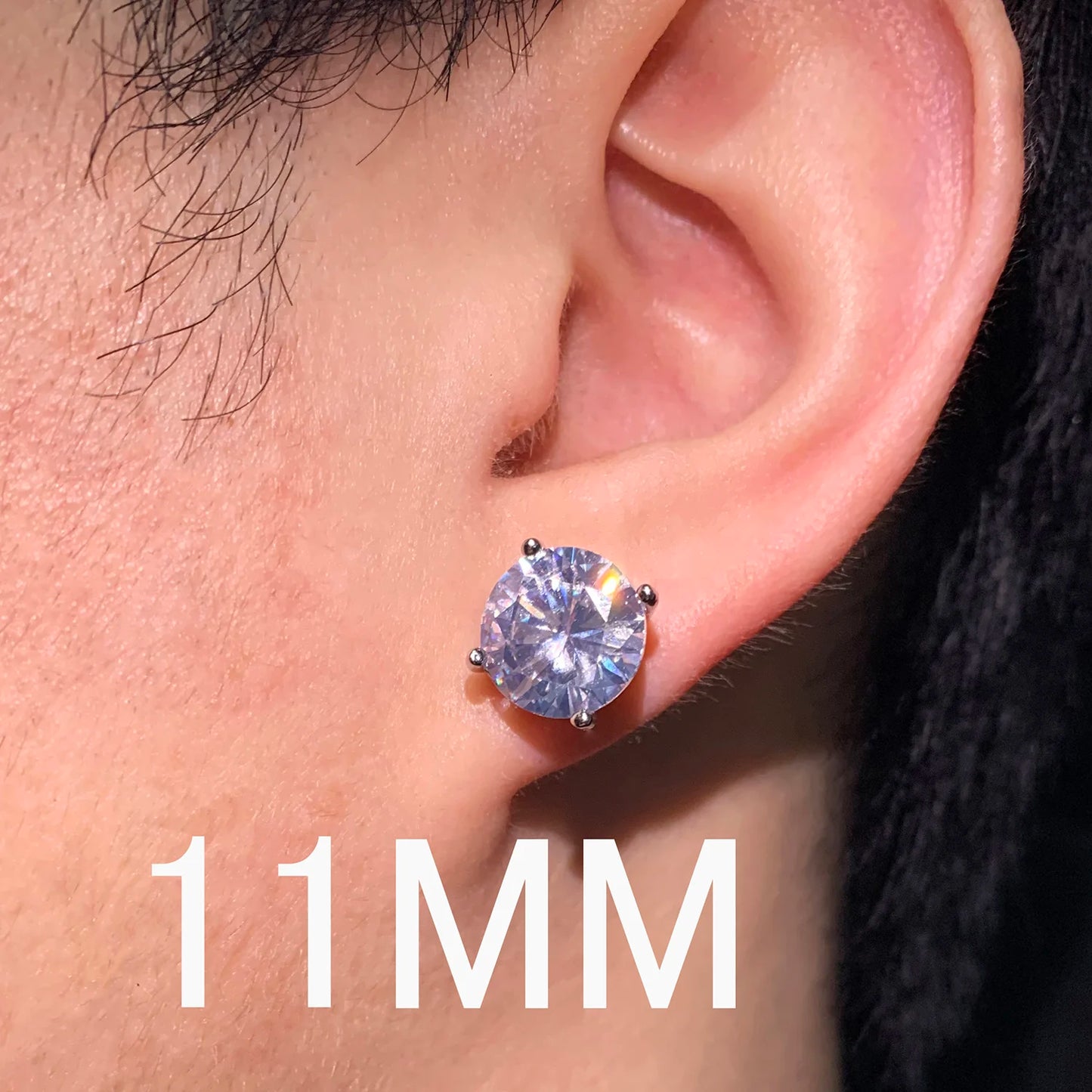 CUC 3-14MM AAAA Zircon Stud Earrings Screw/Push Back For Women Men Fashion Trend Wedding Jewelry Party Love Gift