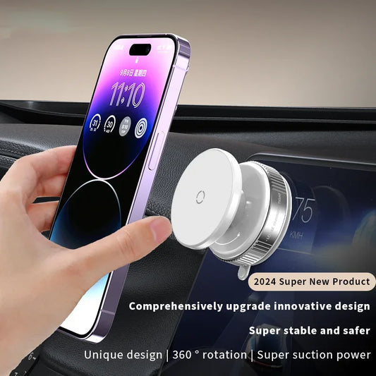 Car Phone Holder Mechanical Vacuum Suction Cup Strong Magnetic Adsorption Bracket For Gym Kitchen Car Navigation Stand