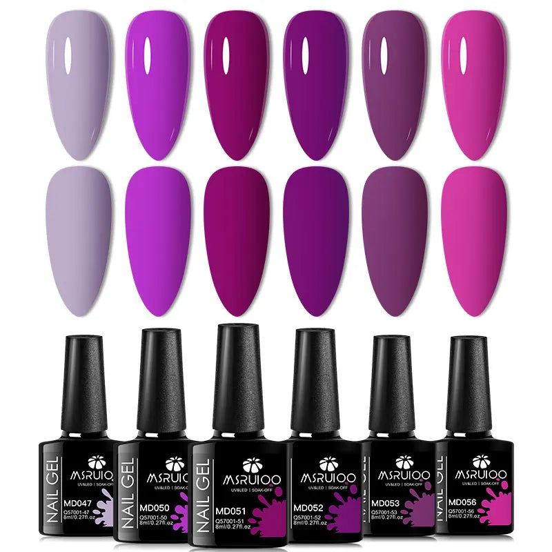 6pc All-season Gel Nail Polish Set Nude Pink Red Glitter Semi Permanent UV Gel Polish Kits All For Manicure Soak Off Vernis