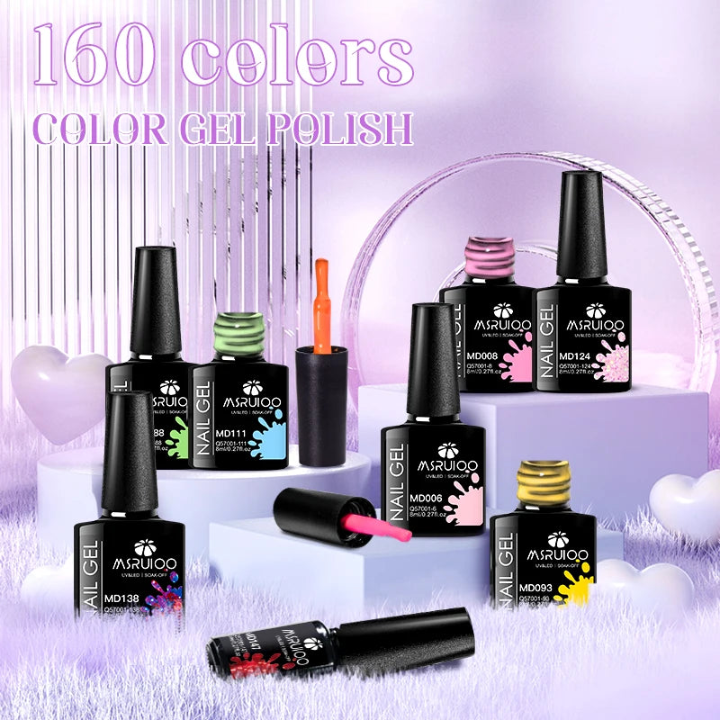 6pc All-season Gel Nail Polish Set Nude Pink Red Glitter Semi Permanent UV Gel Polish Kits All For Manicure Soak Off Vernis