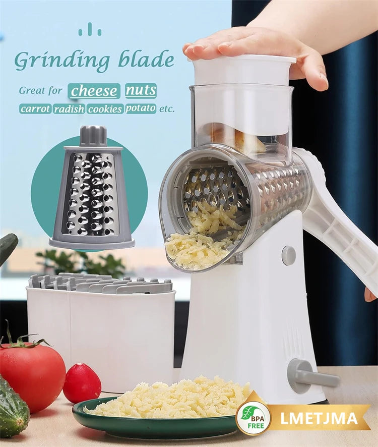 Rotary Cheese Grater Shredder Multifunction 5 in 1 Kitchen Manual Speed Round Mandolin Food Slicer Vegetable Shooter YY117