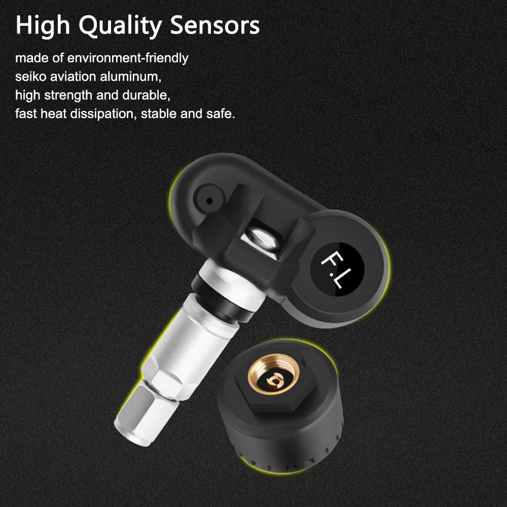 Car TPMS Solar/USB Powered Tire Pressure Monitoring System Auto Security Alarm Systems Tyre Temperature Monitor