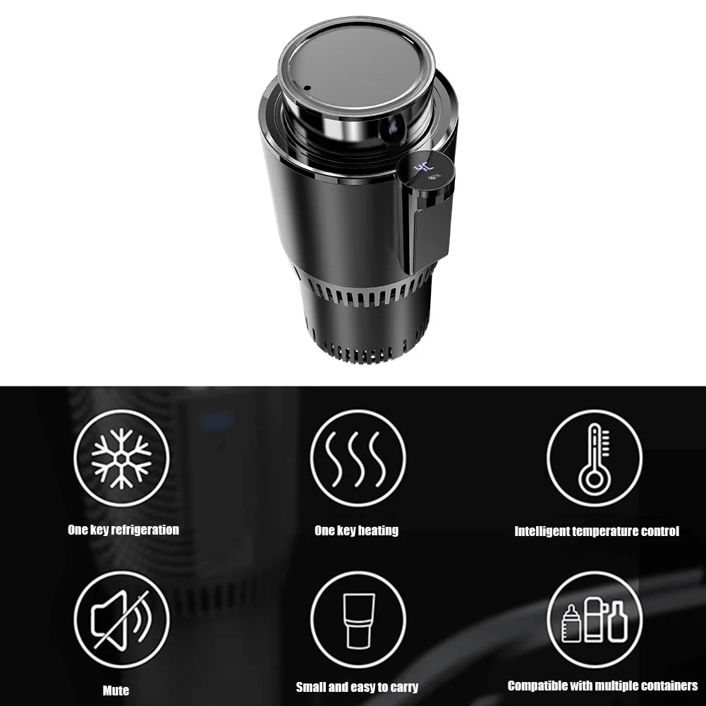 Smart 2 In 1 12V Car Cup Cooler Warmer with Temperature Display Mini Auto Refrigerator Drinks Cooling Heating Mug for Outdoor Tr