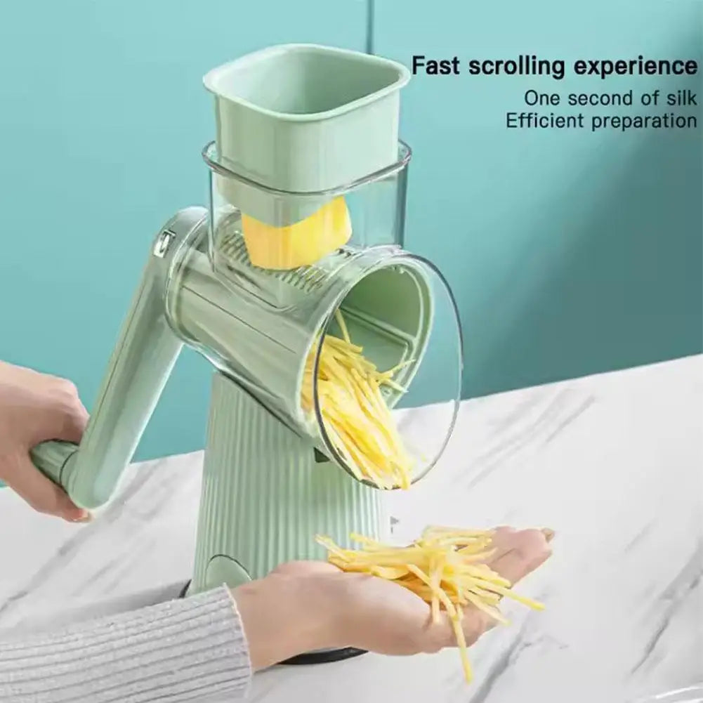 5 In 1 Rotary Cheese Grater With Handle Manual Vegetable Shredder Grinder Graters Nuts Strong Suction With Base Slicer L1R0