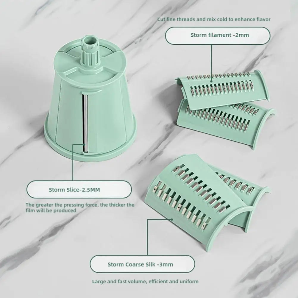 5 In 1 Rotary Cheese Grater With Handle Manual Vegetable Shredder Grinder Graters Nuts Strong Suction With Base Slicer L1R0