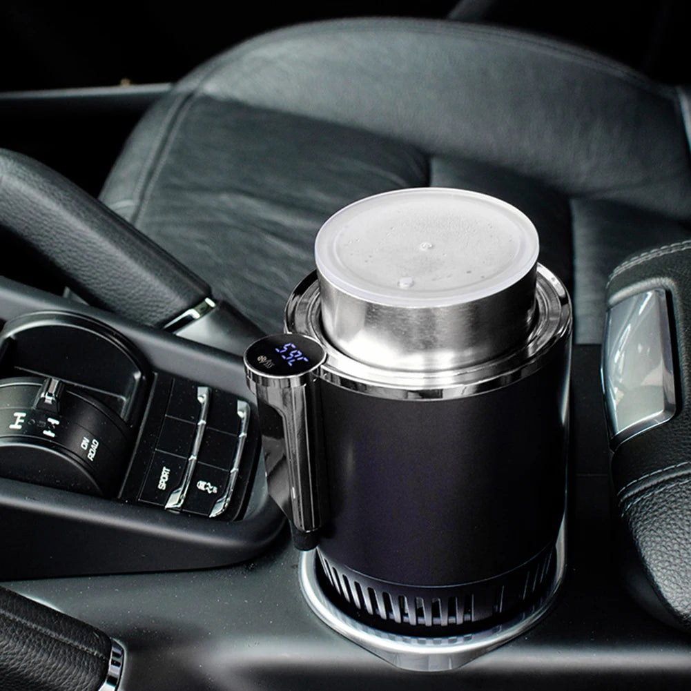 Smart 2 In 1 12V Car Cup Cooler Warmer with Temperature Display Mini Auto Refrigerator Drinks Cooling Heating Mug for Outdoor Tr
